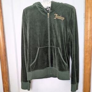 Juicy Couture Green Velour Hoodie Large